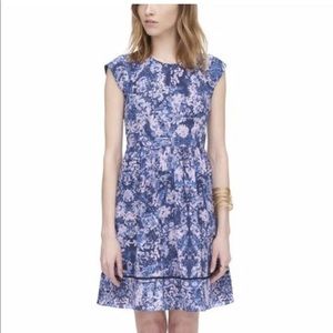 Rebecca Taylor Silk Navy Kiku Print Floral Dress